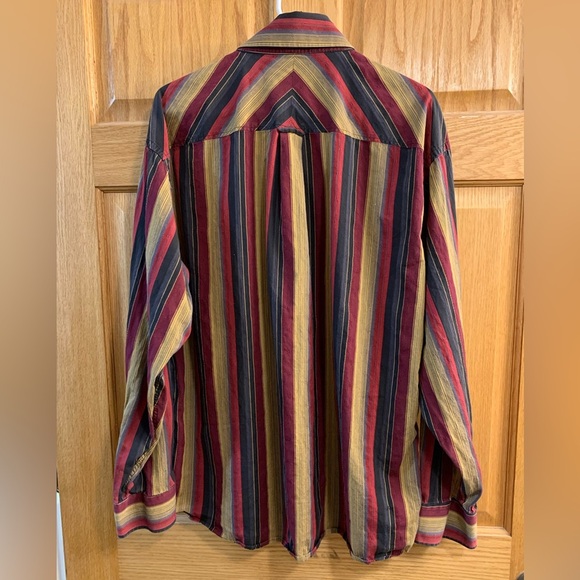 1990’s Bugatchi Multi-Color Button Down Striped Long Sleeve Dress Shirt Men’s XL - Picture 3 of 6